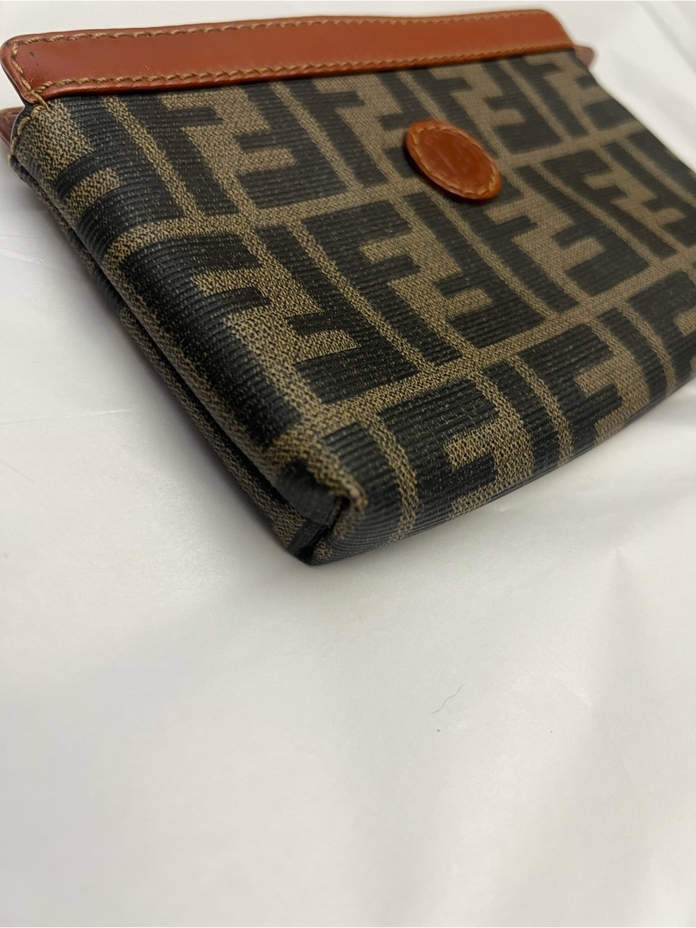 Fendi Zippered Small Pouch or Wallet with Zucca Pattern and Leather Trim, EUC - Picture 7 of 16